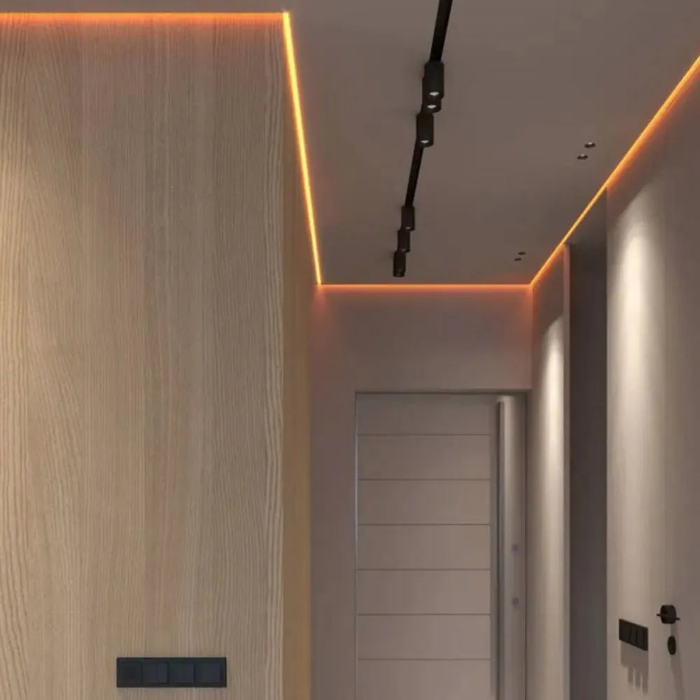 Profile de aluminiu pentru efect shadow gap cu LED în design interior si arhitectura pentru tavan.